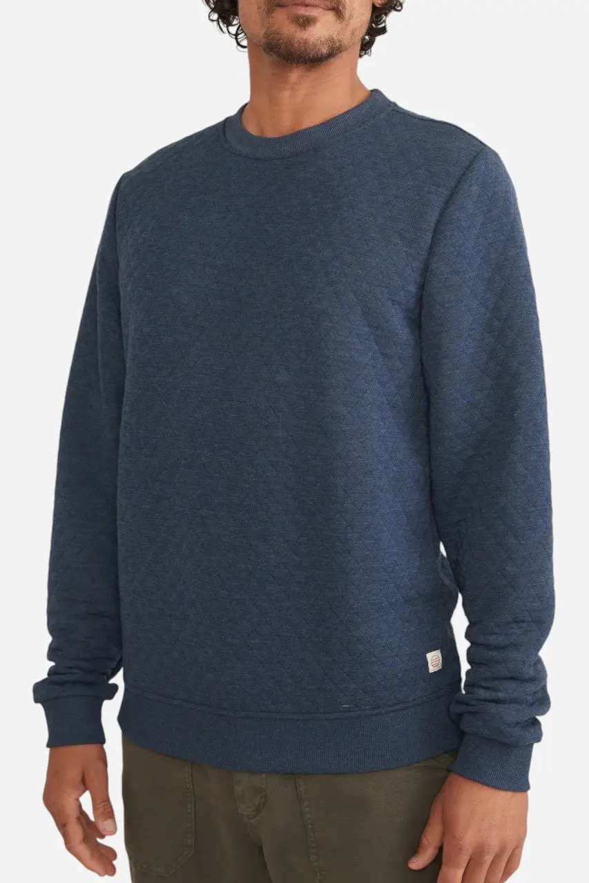 Marine Layer Corbet Quilted Crewneck In Navy 1
