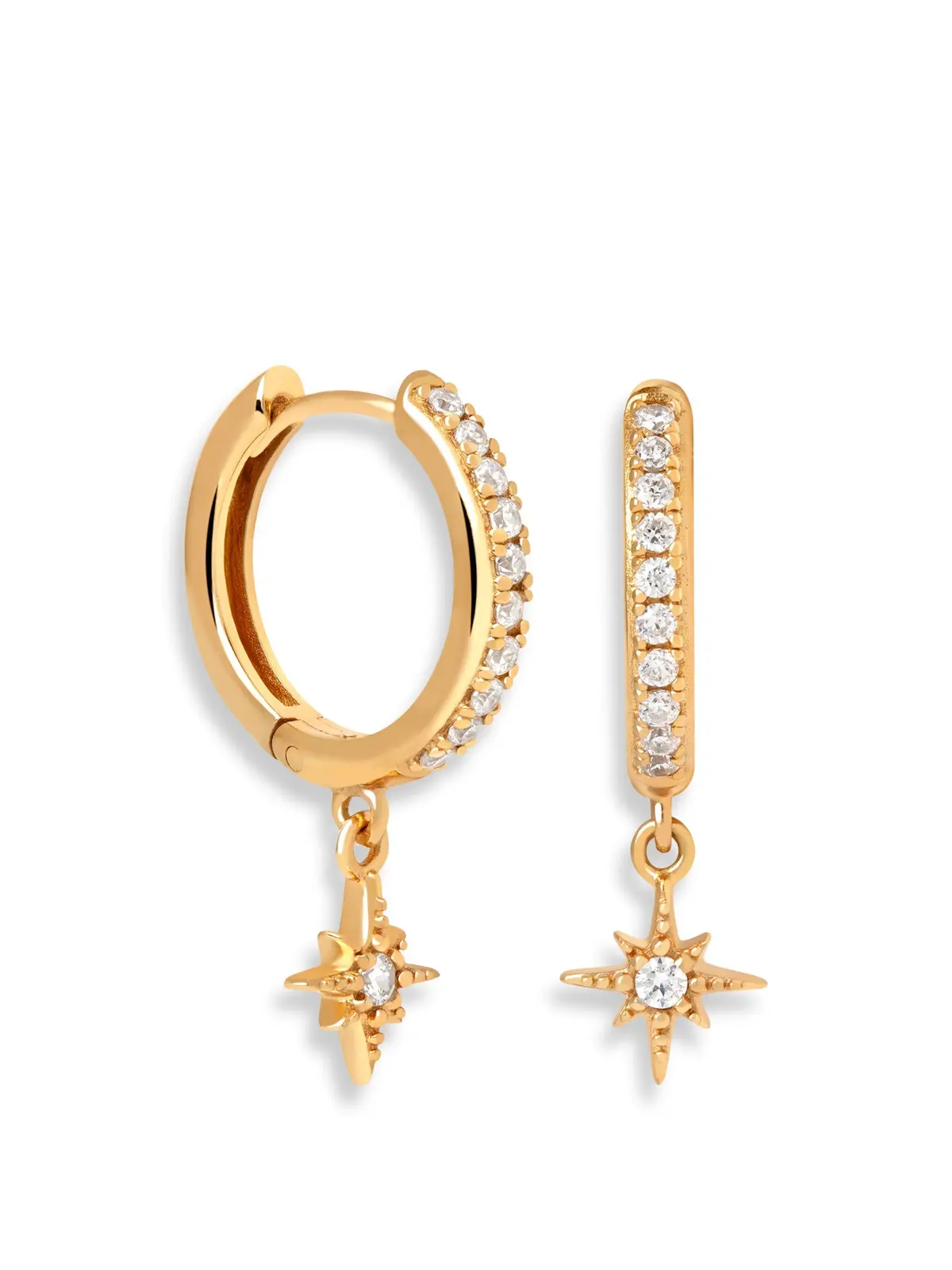Crystal Star Hoops In Gold 1