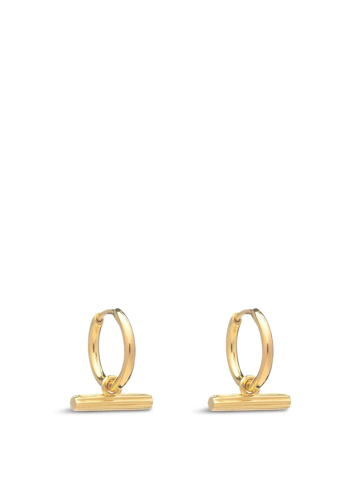 Mini T-Bar Huggie Hoop Earrings 1