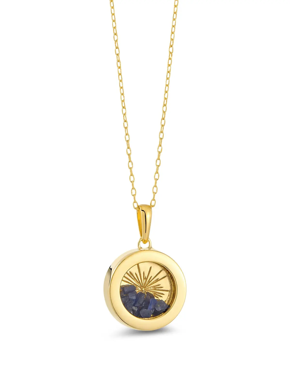 Small Deco Sun Birthstone Amulet Necklace 1