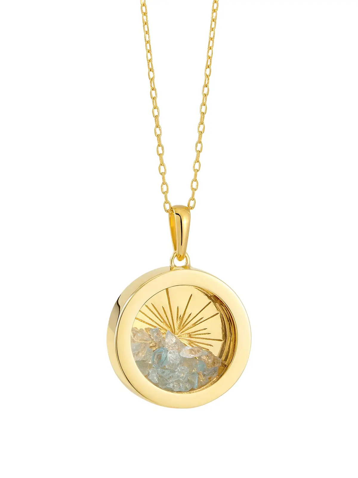 Medium Deco Sun Birthstone Amulet Necklace 1