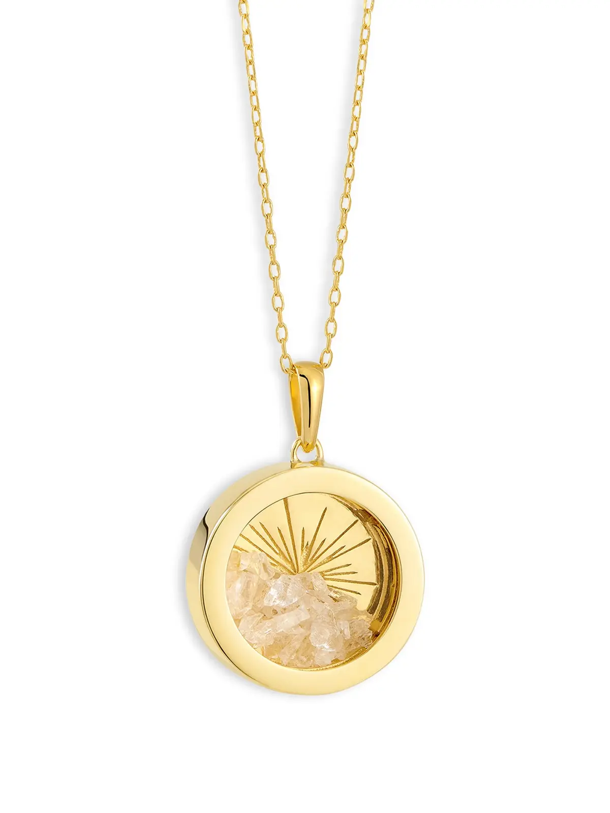 Medium Deco Sun Birthstone Amulet Necklace 1