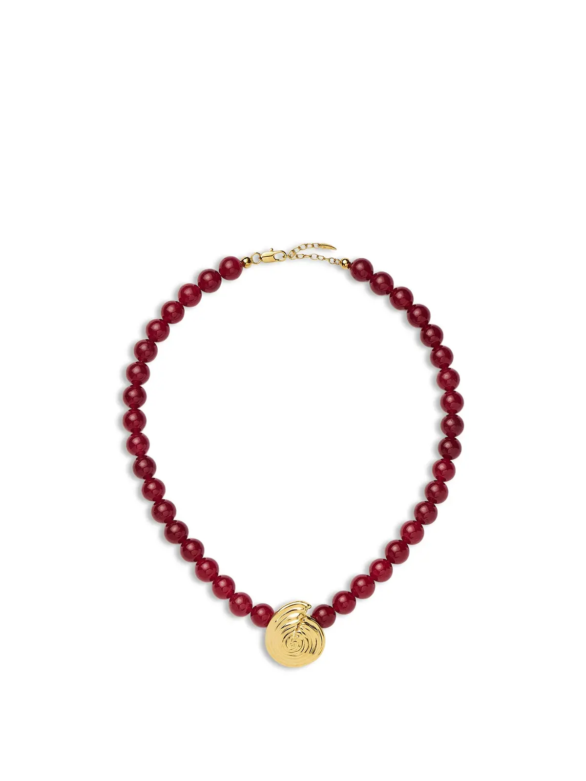 Spiral Red Beaded Pendant Necklace 1