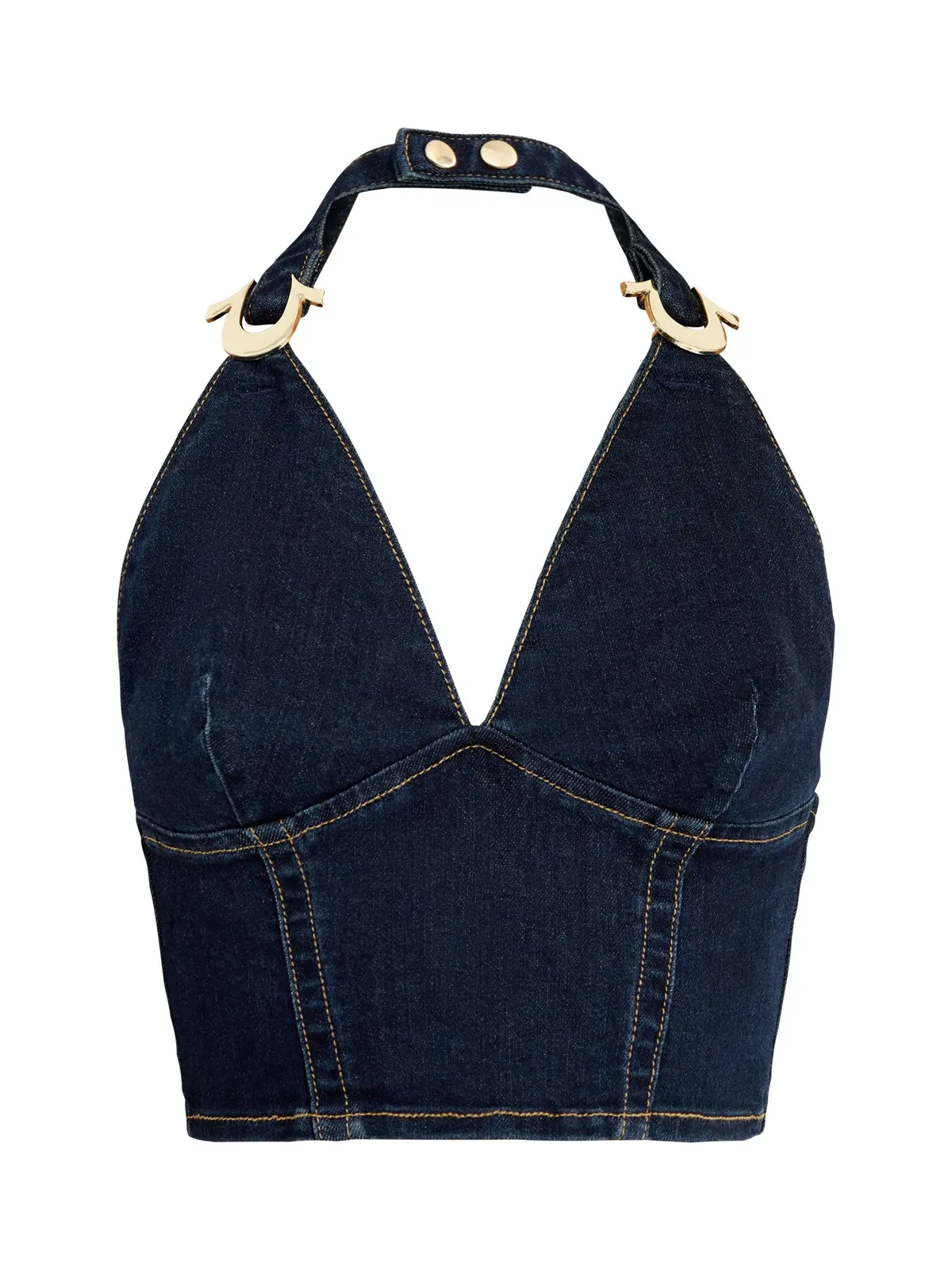 Denim Tie Halter Top 1