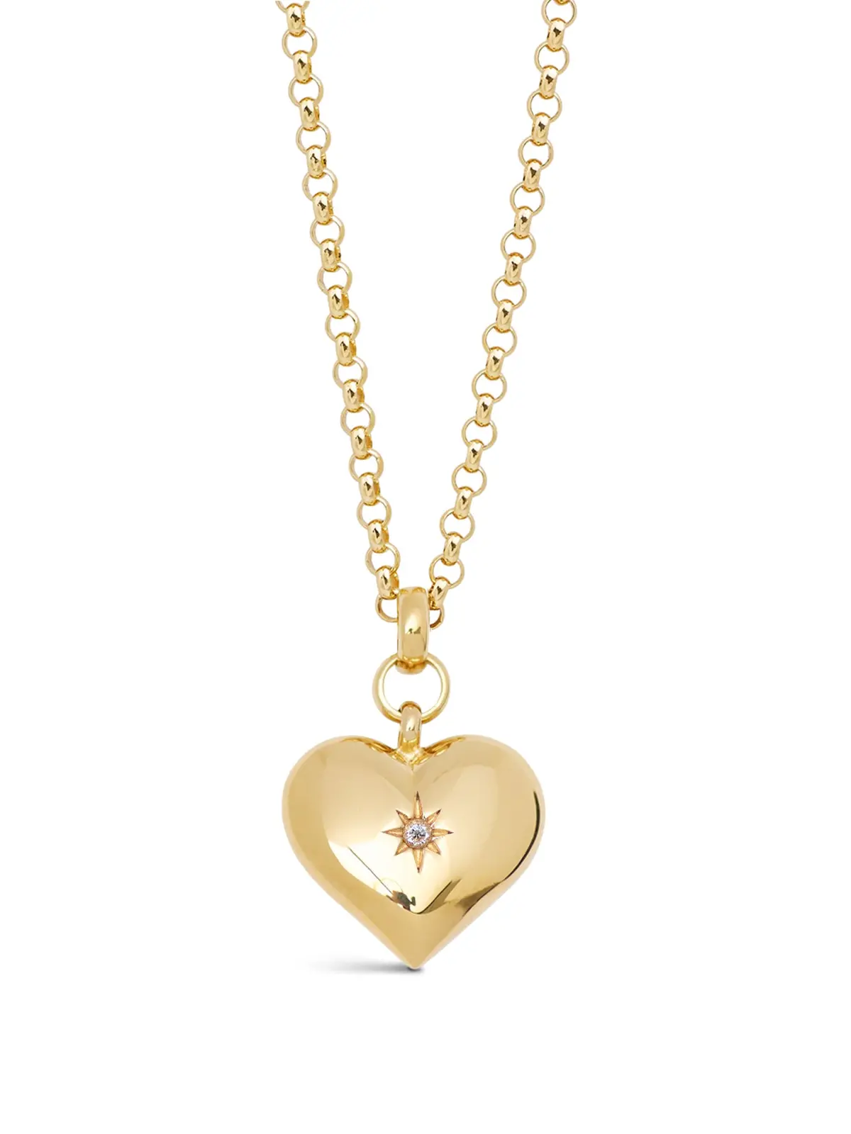 Large Gold Heart On Chunky Belcher Chain 1