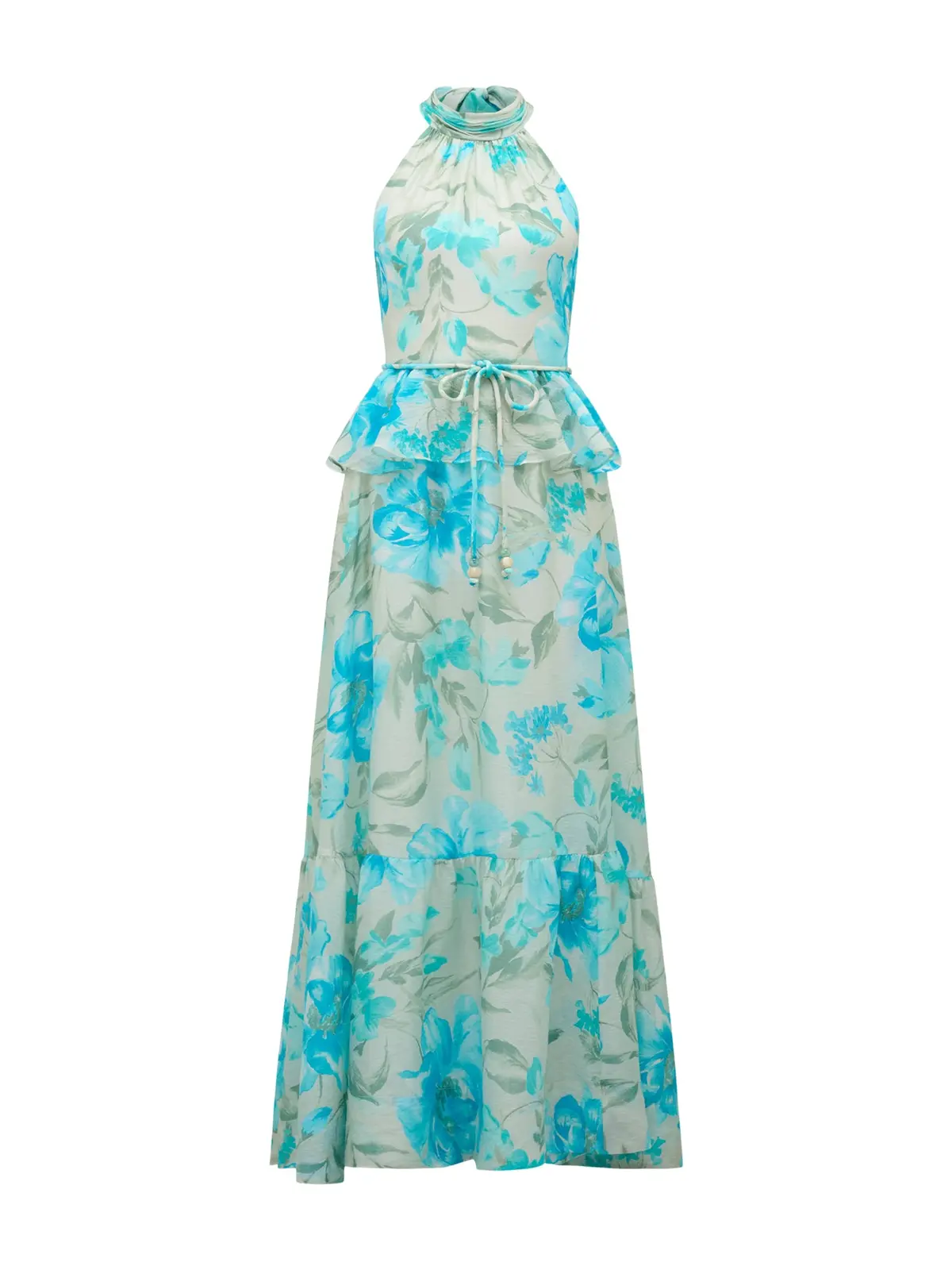 Serena Halter Neck Peplum Maxi Dress 1