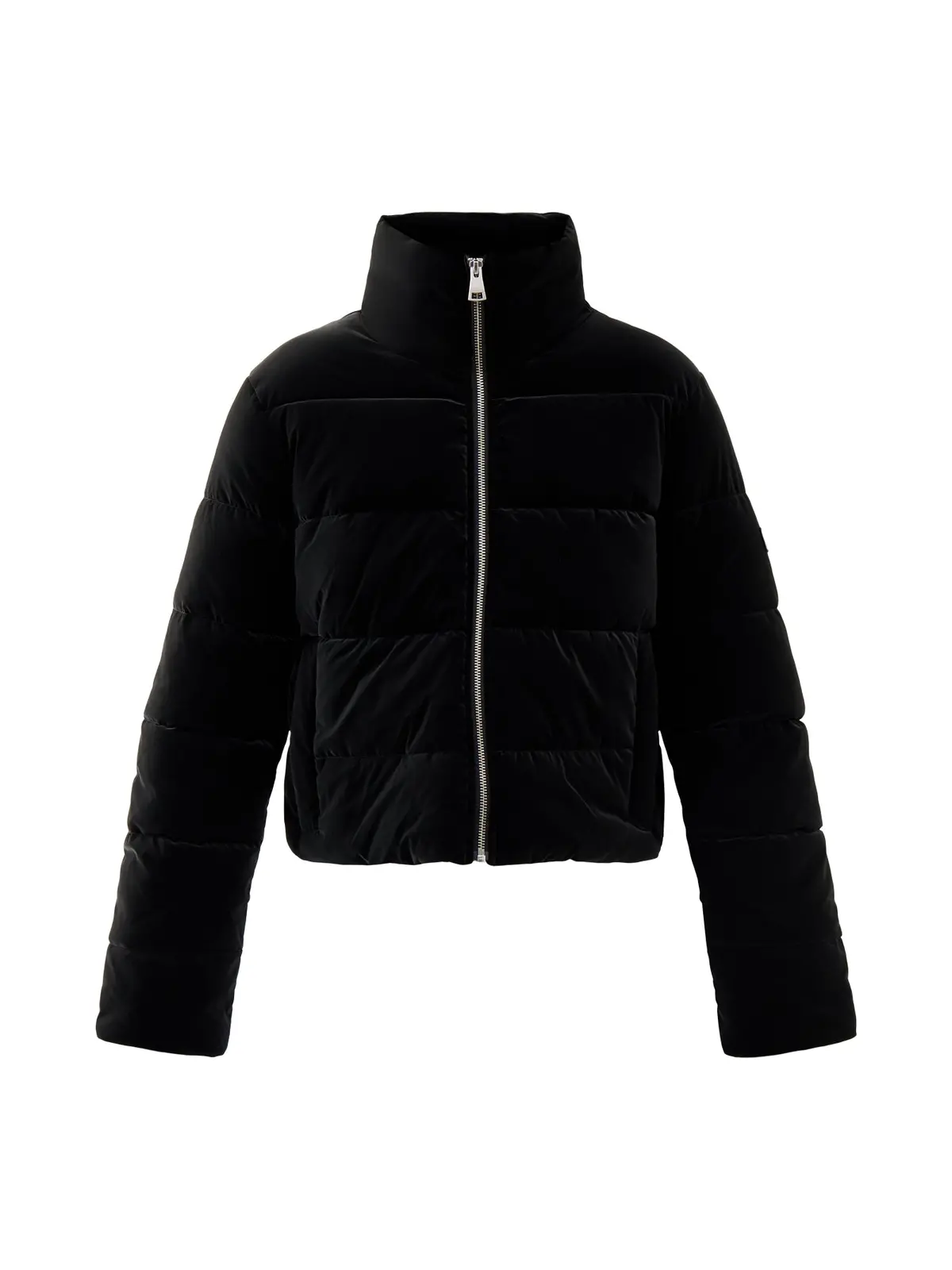 Womens Barbour International Hudson Faux Velvet Puffer Jacket Black 1
